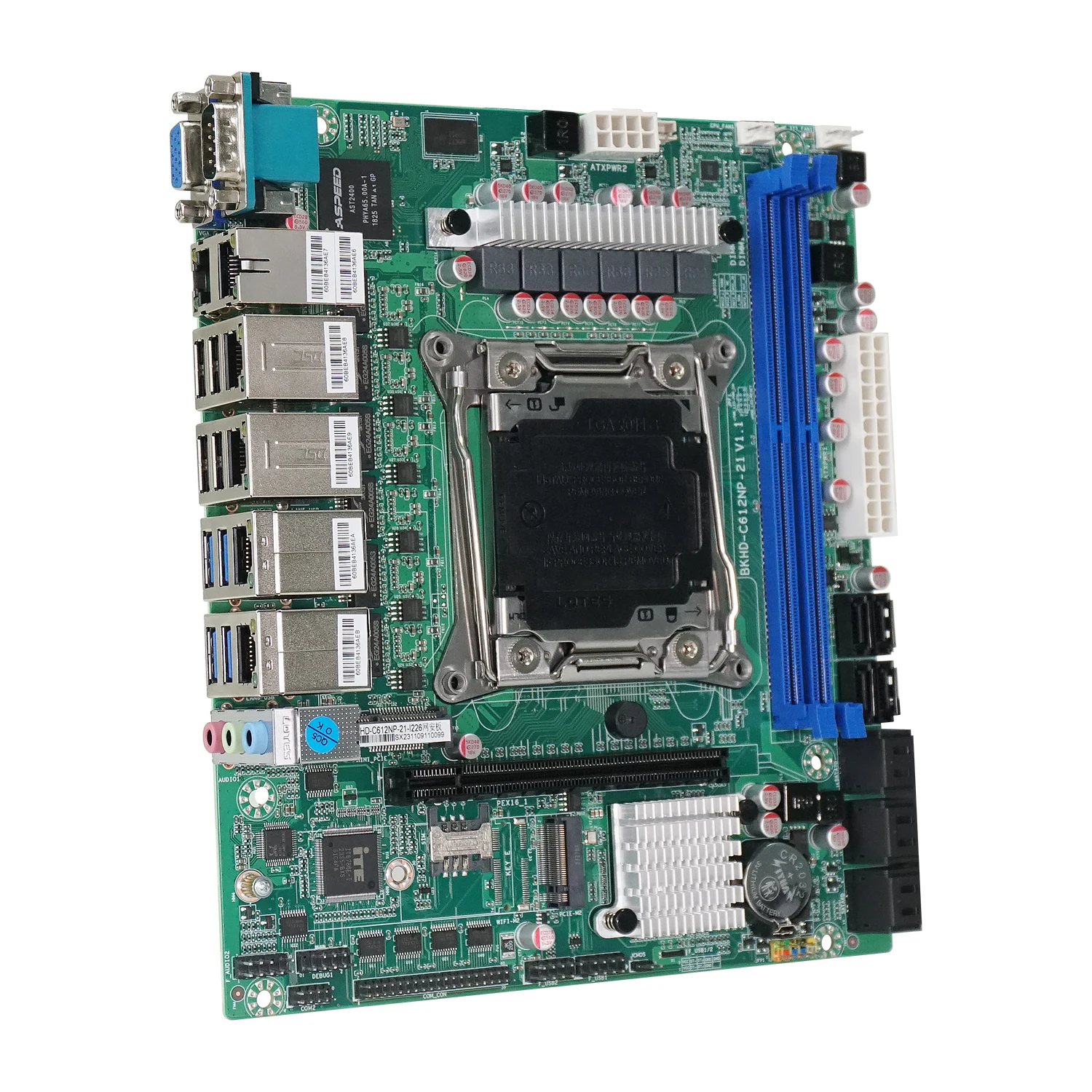 NAS Motherboard BKHD C612 Motherboard 10 SATA NAS MB 21*18.5cm Tower type heat dissipation PCIe 16X without processor