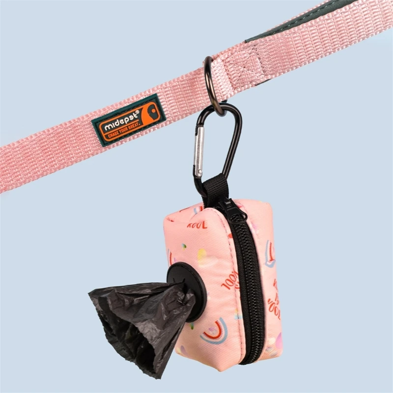 Rainbow Print Dog Poop Bag Dispenser Pet Waste Bag Holder Fabric Poop Holder for Dog Walking Outdoor Pet Travel Gear D2RD