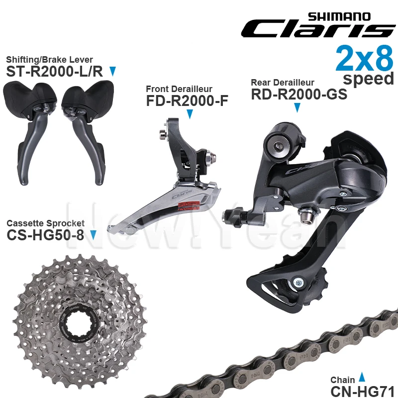 SHIMANO CLARIS R2000 2x8 Speed Groupset ST-R2000 FD-R2000 RD-R2000