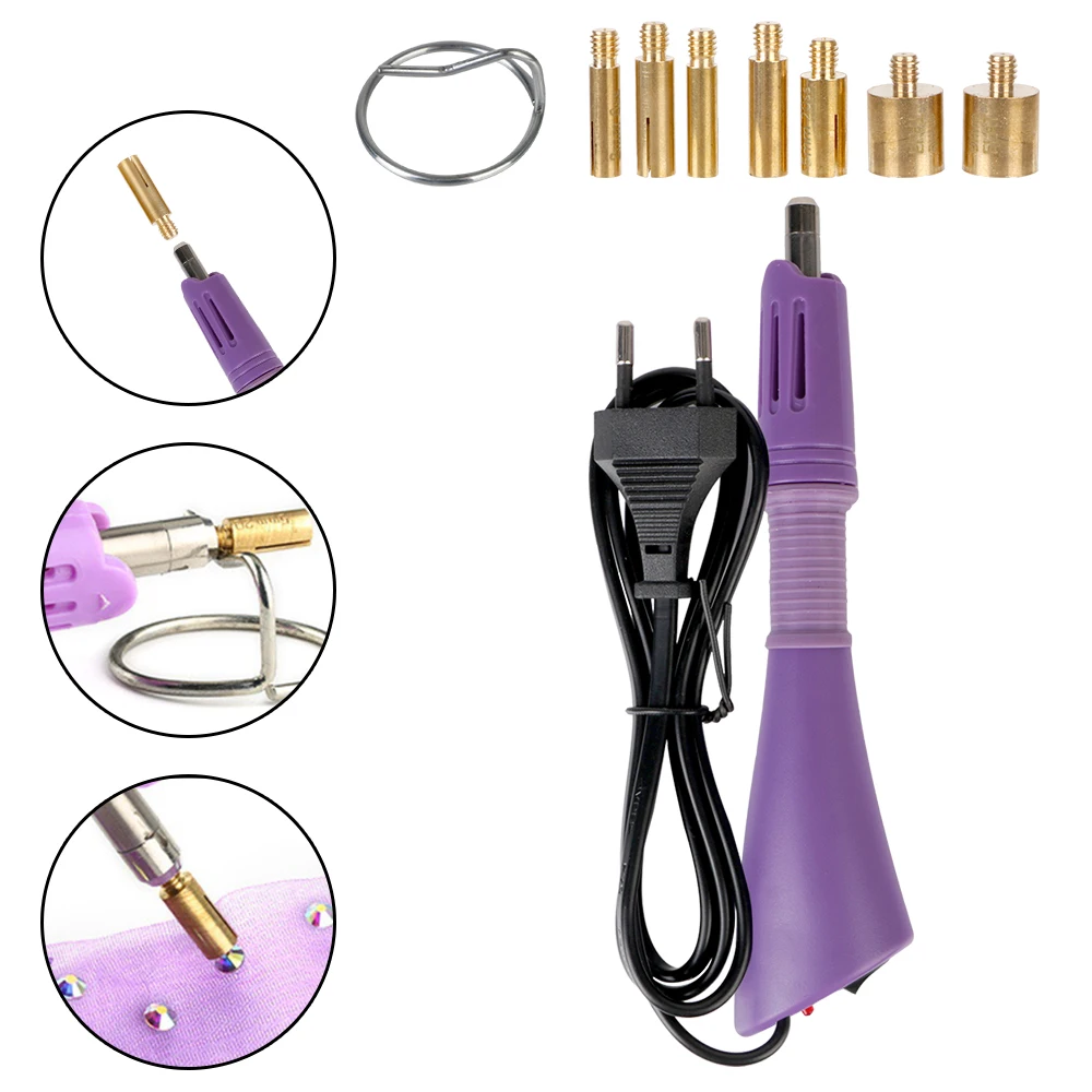 Hot sale Hot Fix Rhinestones Purple Hot Fix Applicator US/EU Plug Wand Gun  And Hotfix Rhinestones For Iron On Crystals Set