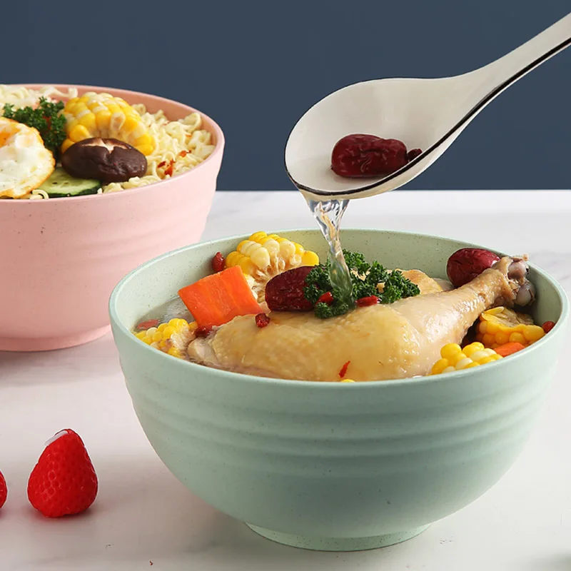 Eco-Friendly Unbreakable Wheat Straw Bowl Set - Cartoon Design Snack & Breakfast Dishes
