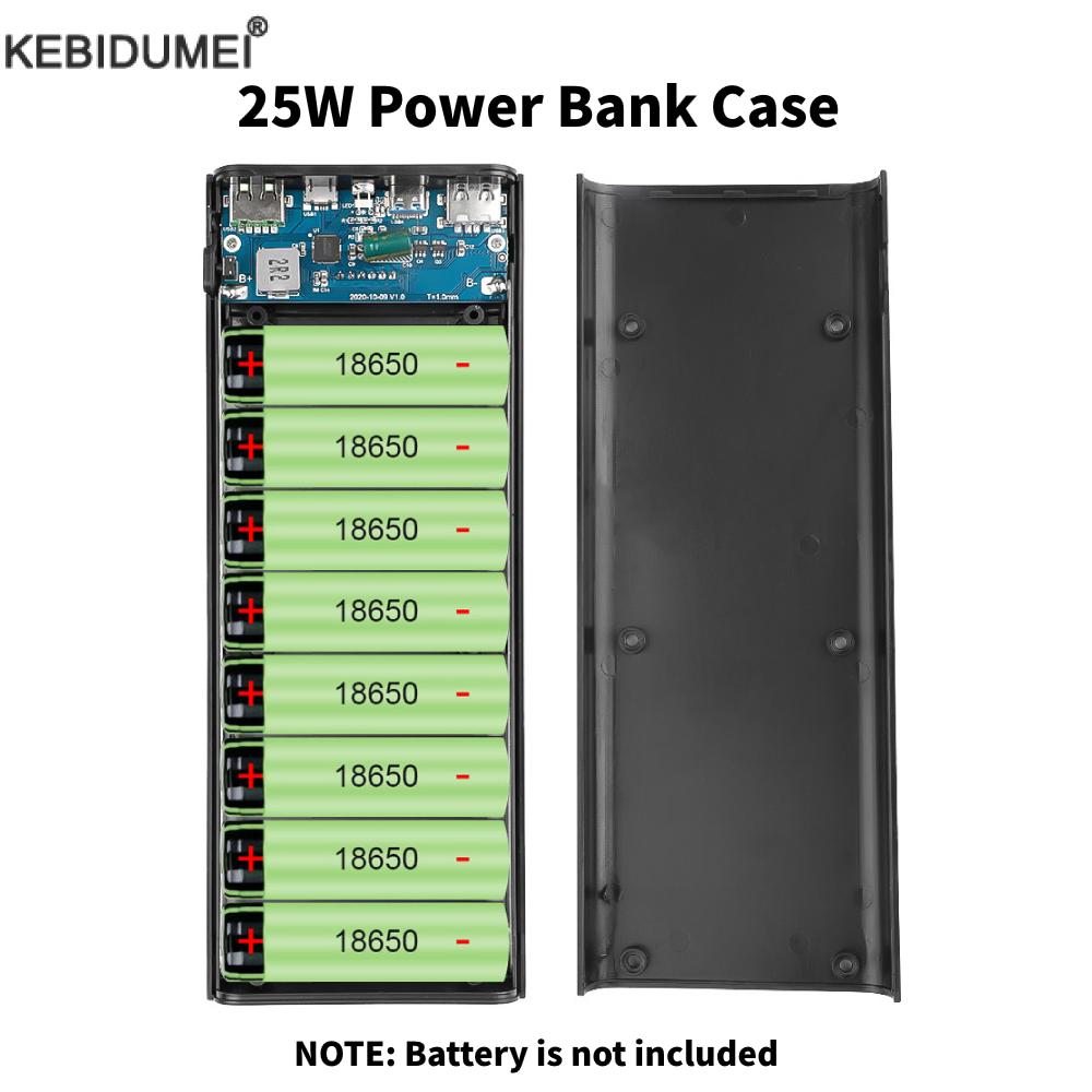 8*18650 Power Bank Cases Battery Holder Portable Dual USB Type C Charge Shell for iPhone Xiaomi Huawei 18650 Battery Cases