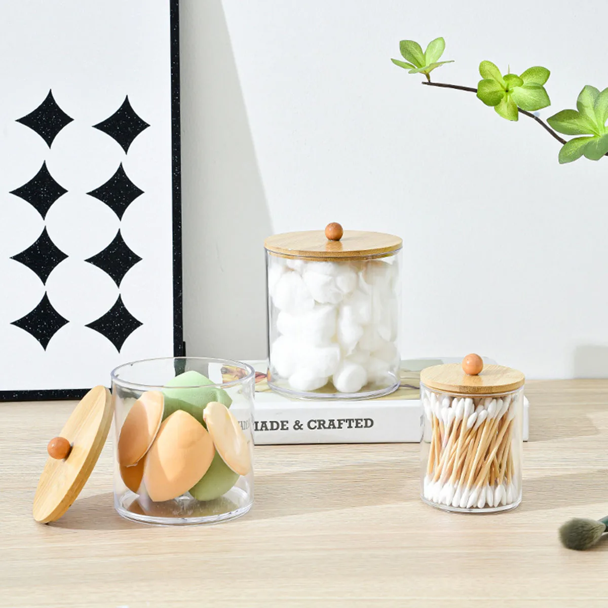 Acrylic Cotton Swab Makeup Organizer Cosmetics Storage Box Portable Make Up Cotton Pad Holder Container Storage Case 5