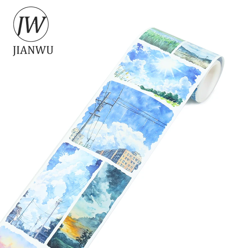 JIANWU 70mm * 200cm 빈티지 하늘 태양 구름 풍경 소재 콜라주 스크랩북킹 와시 테이프 크리 에이 티브 DIY 저널 문구