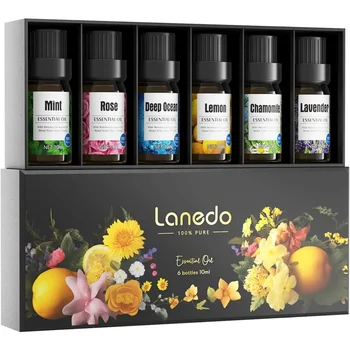 Aromatherapy oil set with lavender, lemon, peppermint, chamomile, deep sea and rose oils to relax and soothe 1