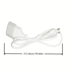 EU Standard Black and White Power Extension Cord, 2.5A/250V - Ideal (Withe  7ft)