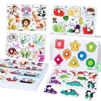 Baby Wooden Puzzles Montessori Toys 1 2 3 Years Toddler Toys Hand Grab Board Alphabet Number Cognition Learning Educational Toys 2