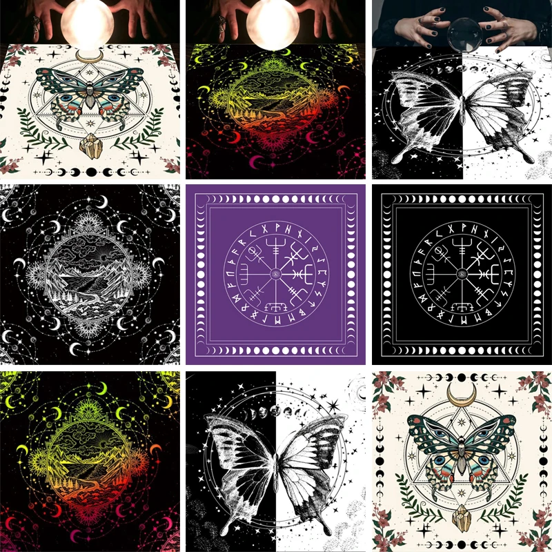 

50/60/75cm Square Shape Pendulum Divination Altar Tablecloth Board Game Card Pad Runes Table Cloth Metaphysical Board Game Mat