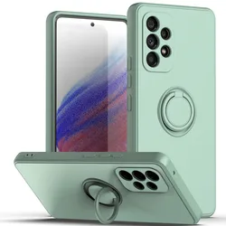 Magnetic Ring Holder Phone Case with Enhanced Grip and Protection for Galaxy S26 (Light Cyan)