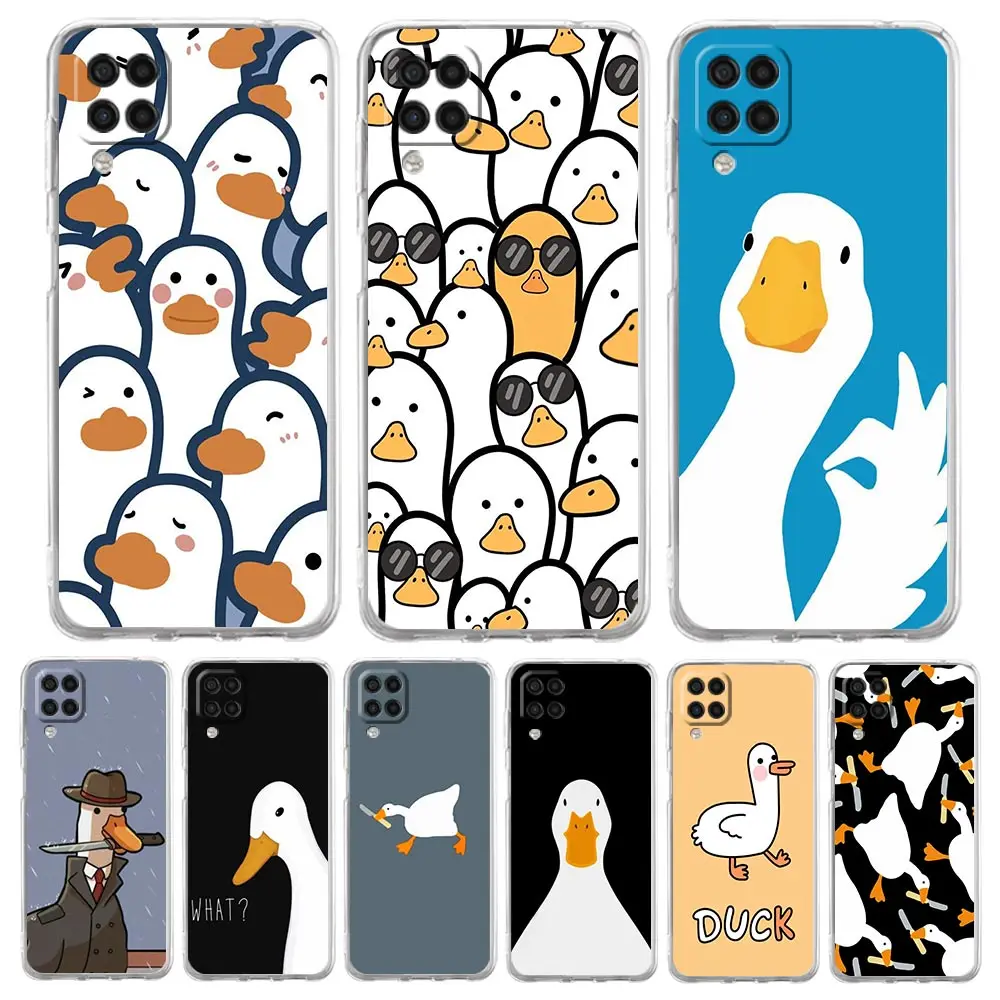 

Cute Goose duck Game Clear Phone Case For Samsung A51 A71 A21S A12 A11 A31 A41 A01 A03S A22 A13 A33 A73 A53 A52 A32 5G A23 Cover