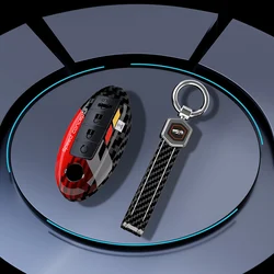 Premium Carbon Fiber Car Key Case Cover - 4 - Button Protection (Carbon Red set2)