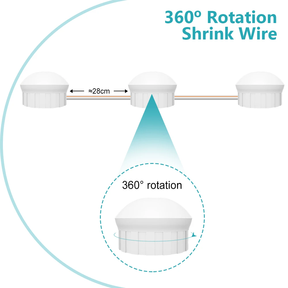 Lâmpada de maquiagem LED feminina com USB 5V, dimerizável, para espelho de quarto estilo Hollywood, ideal para preencher armários e penteadeiras._voghion.com