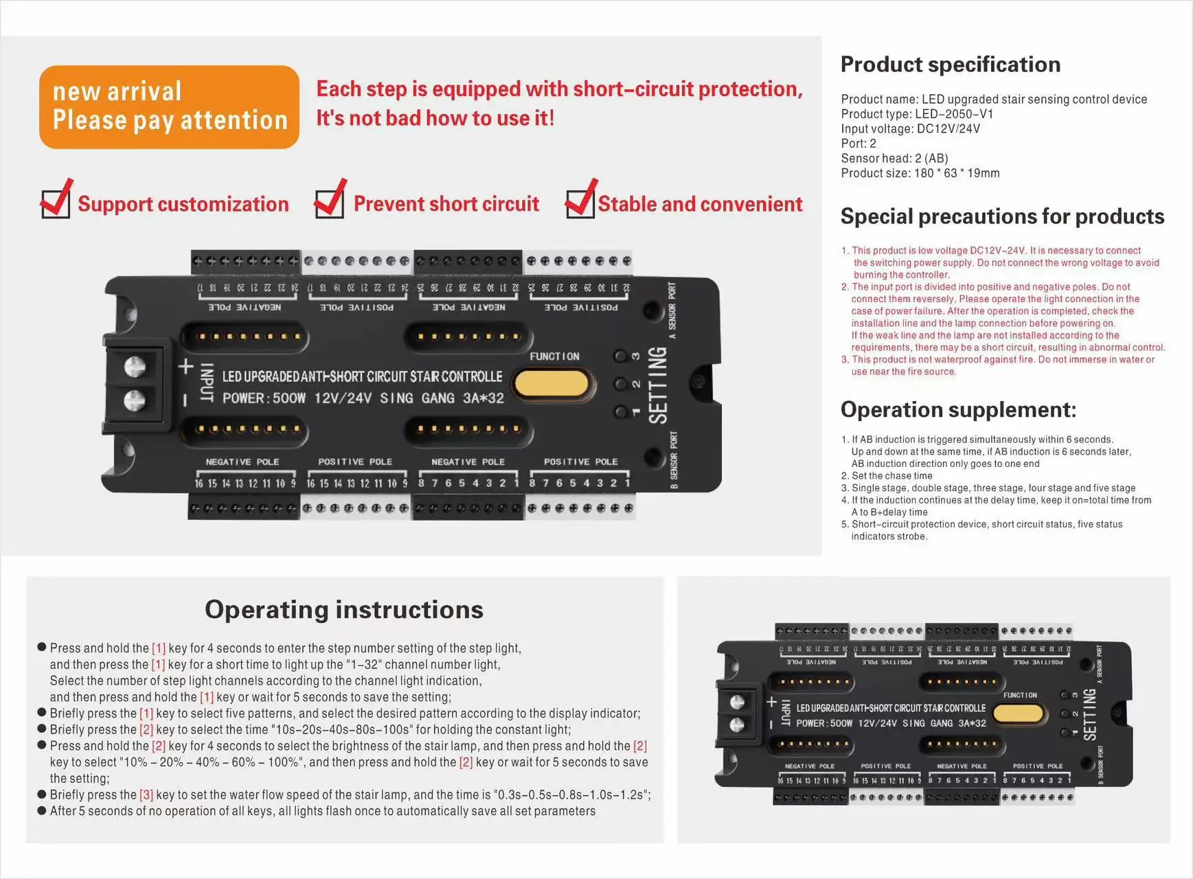 Regolatore Luci Scale Con Sensore Di Movimento - Controllo Luminosità E Tempo, Telecomando Incluso - Foto 5