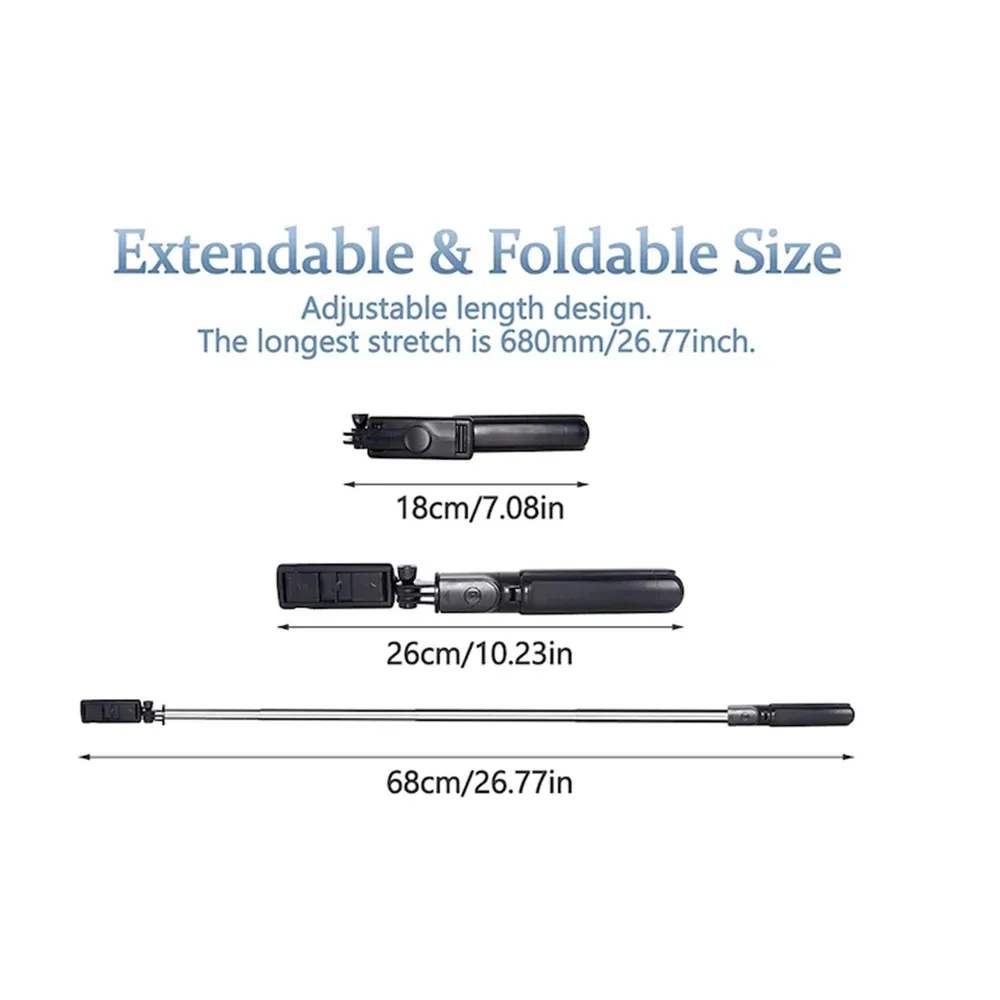 Wireless Selfie Stick with Bluetooth For iPhone 15 Android