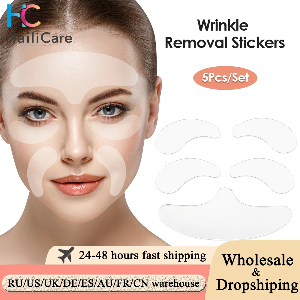 Reusable Silicone Wrinkle Removal Sticker Facial Lifting Strips Set Forehead Neck Line Remover Eye Patches Anti Aging Skin Pads