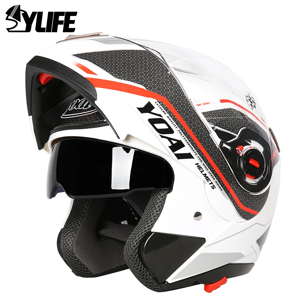 

New Motorcycle Helmet Full Face With Bluetooth Double Lens Casco Moto Motocross Helmet Riding Four Seasons ABS Material Safety