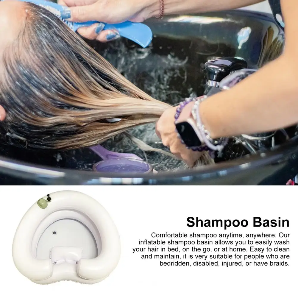 Inflatable Hair Washing Basin Portable Shampoo Basin with Wide Neck Opening Heart-shaped Shampoo Bowl Elderly