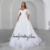 Wedding Dress Customized Off The Shoulder V Neck Pleat Sweep Train Soft Tulle A Line Corset Bridal Gown Vestido Novia 1