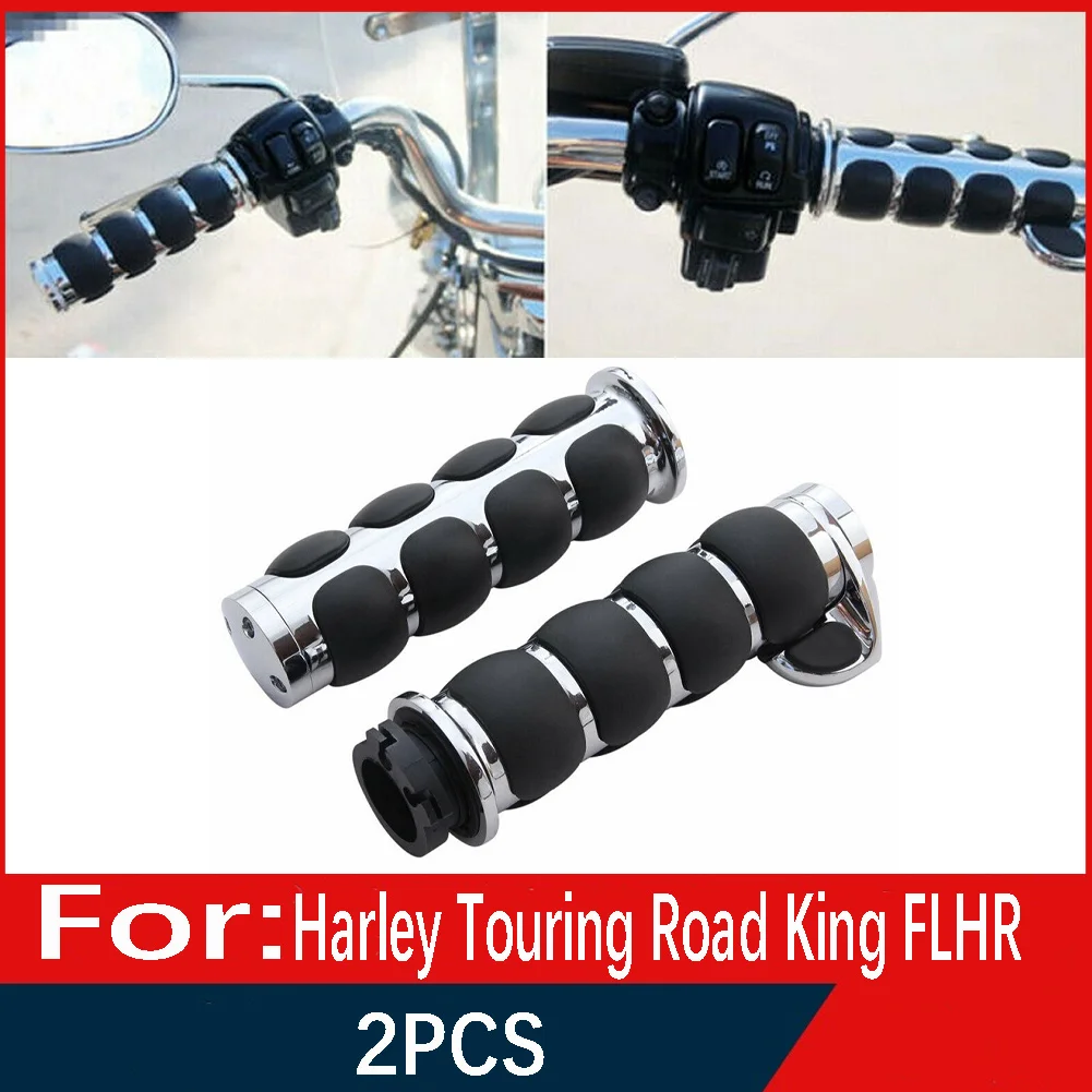 

1" Chrome Handle Bar Hand Grips For Harley Touring Road King FLHR Motorcycle Accessories 2Pcs