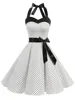 Women Polka Dot Print Summer Dress Sexy Retro White Halter Vintage Dress Robe Femme Pin Up Rockabilly Party Dress 1