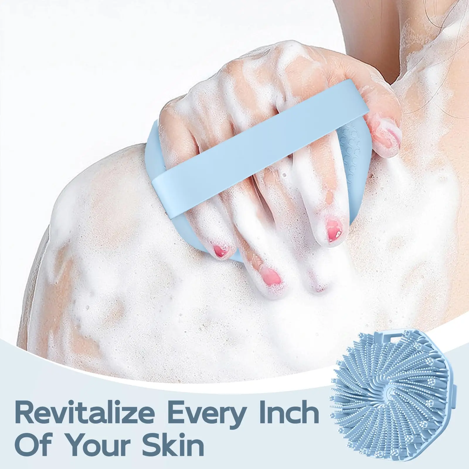 Antimicrobial Silicone Body Scrubber,Exfoliating Body Wash Scrubbers for Sensitive Skin,Shower Body Brush,Gentle Massage 3