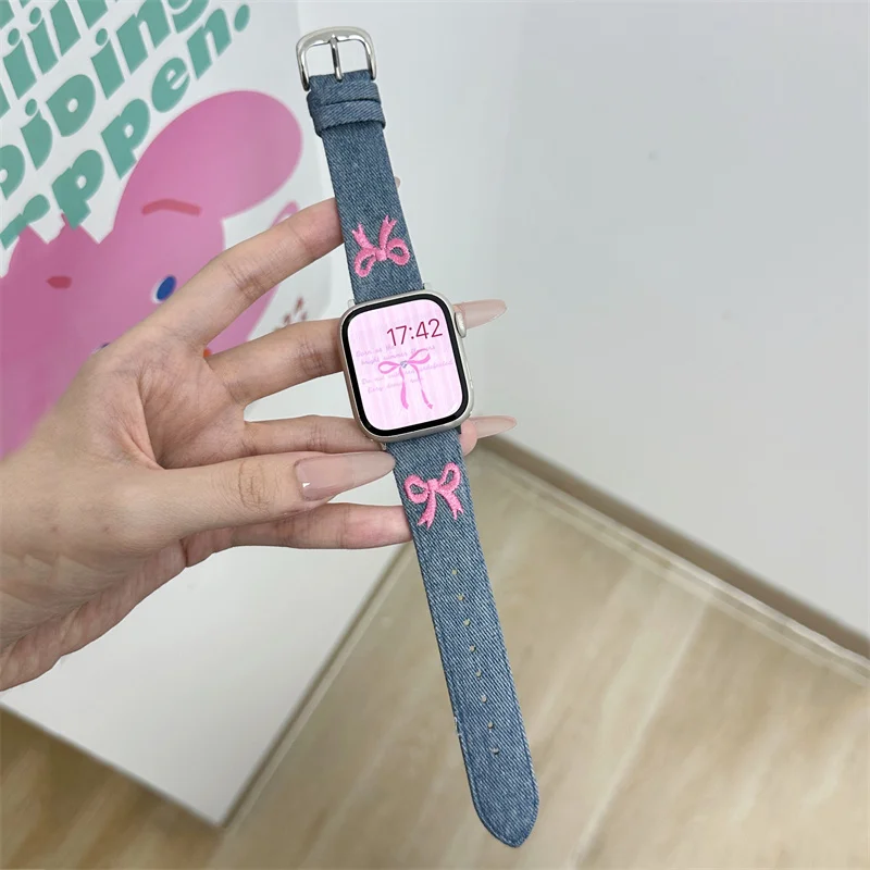 y2k Retro Cute Bow Embroidery Band For Apple Watch Band