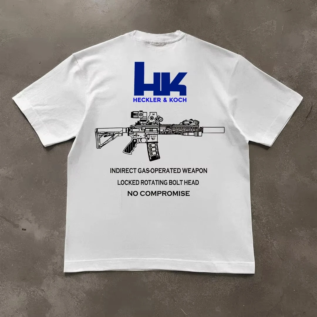 Men's Graphic Heckler & Koch HK416 T-shirt cotton Breathable High quality casual T-shirt Easy sports streetwear