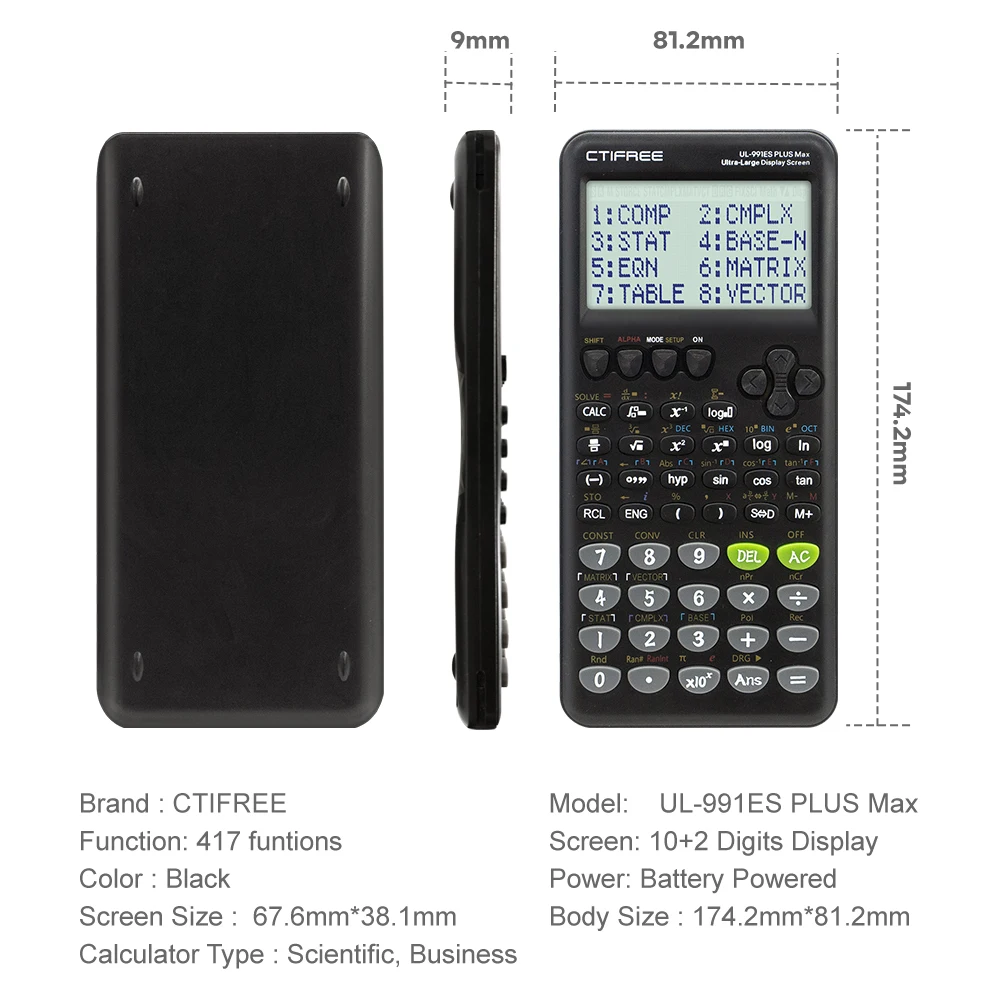 Scientific function calculator multifunctional designed for students exams -417