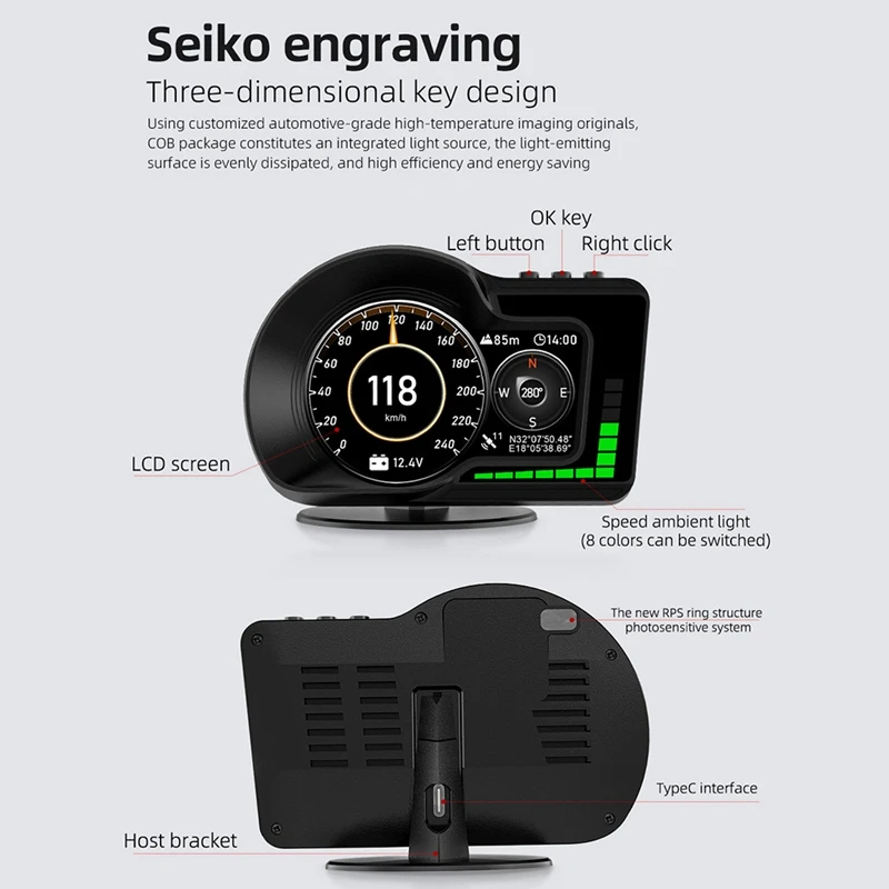 OBD LCD ÷  GPS HUD ڵ ǻ, ڵ   ÷,   ǽð ӵ