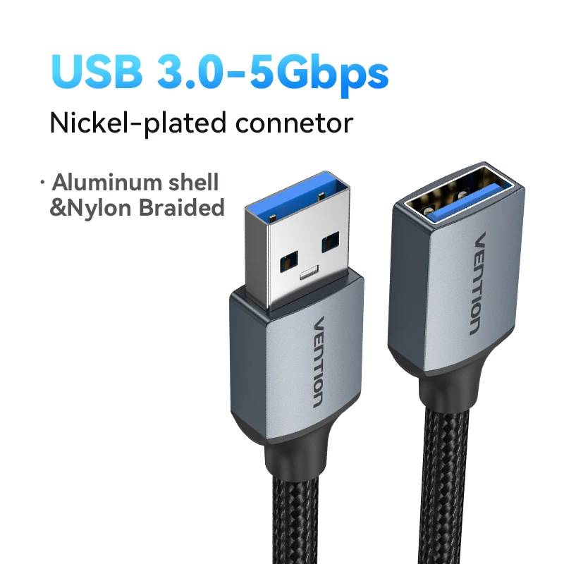 thumbnail image 1 of Vention-Cable de extensión USB 3,0 2,0, Cable de datos macho a hembra para Smart TV, PC, SSD, 3,0, 1 of 5