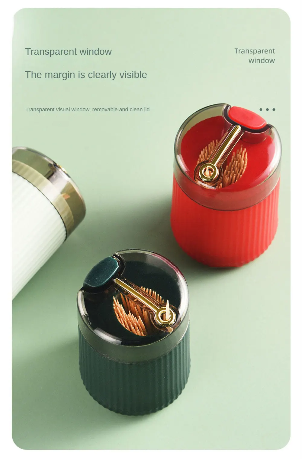 Description Picture 4 of itemPop-up Automatic Toothpick Dispenser Portable Plastic Toothpick Holder Container Creative Press Toothpick Storage Box Organizer