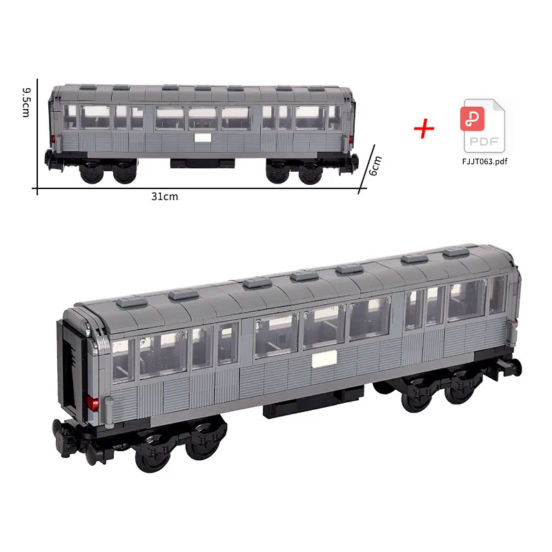 캐리지를 갖춘 MOC 도시 증기 기관차 엔진: DIY 첨단 기술 모듈식 운송 차량 빌딩 블록 세트