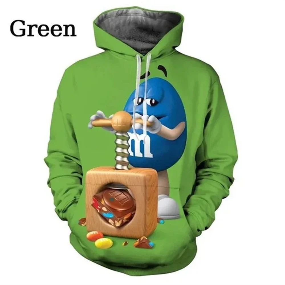 thumbnail image 1 of Sudadera con capucha y estampado 3D gráfico de M&M Chocolate Beans, manga larga, otoño, para hombre, moda urbana, chándal de gran tamaño, 1 of 5