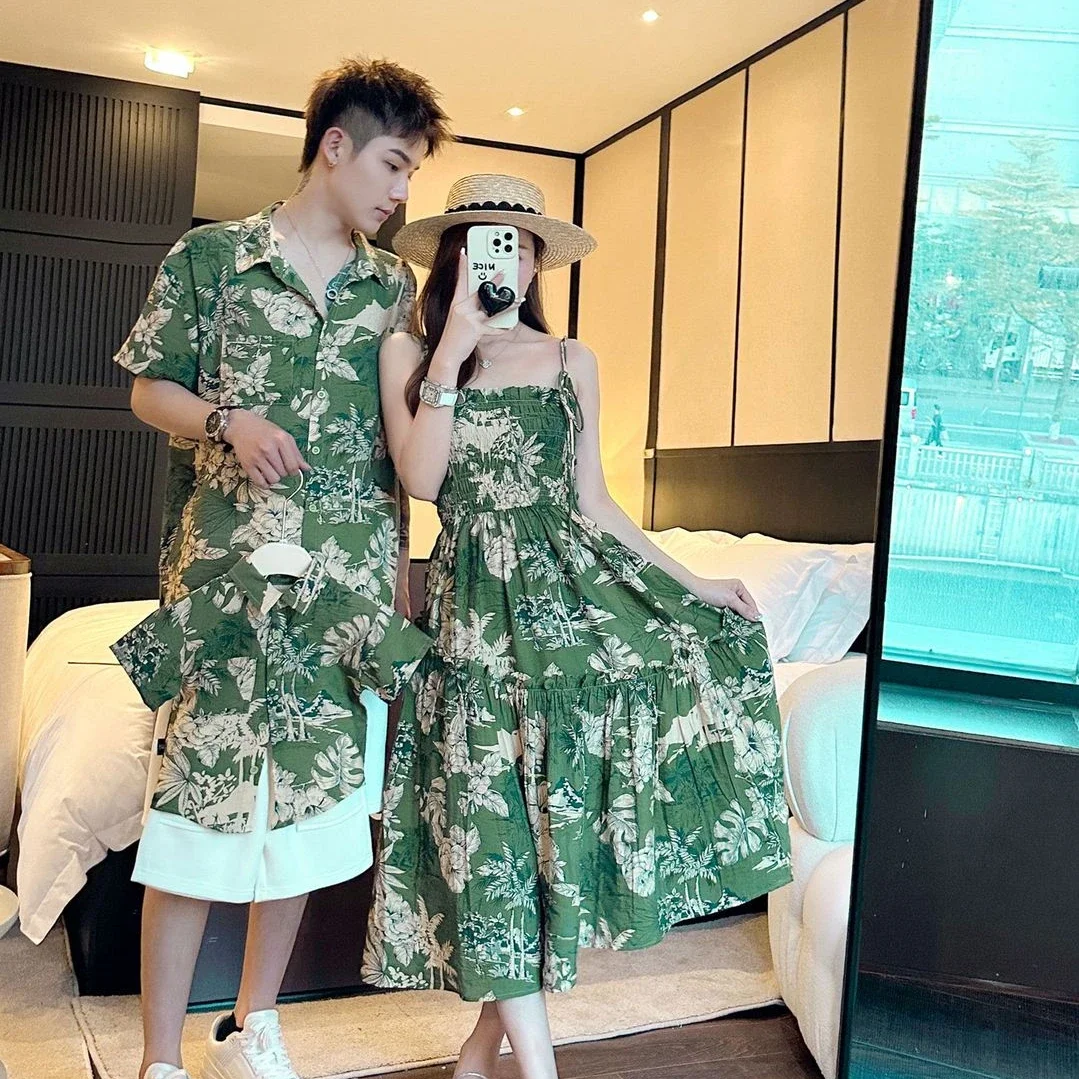 Vacation Look Family Clothing Mom and Daughter Resort One Piece Dress Daddy  and Me Father Son Matching Shirts Couple Look Beach - AliExpress, image size:1079x1079