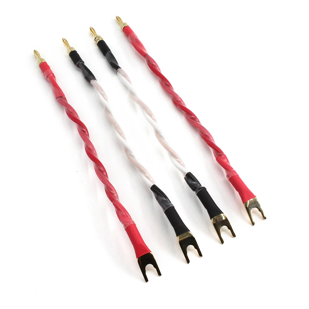 4pcs HIFI Speaker Canare line Copper Gold-plated Bananas Y spade Plug DIY Signal switching connection Bridge Jumper Audio cable