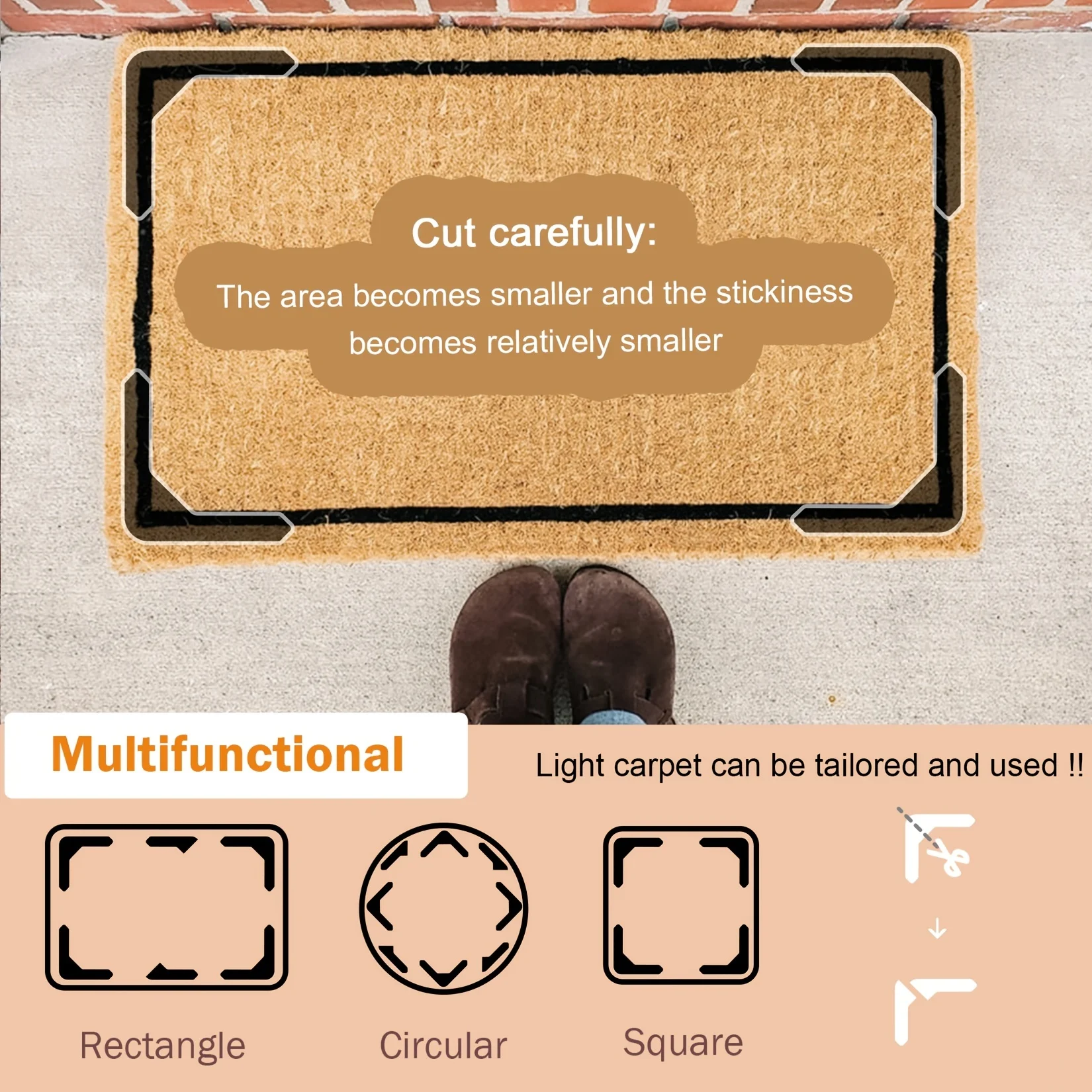 Carpet anti slip stickers anti slip stickers rug gripper carpet anti slip sticker 4/8pcs Carpet Tape Non Slip Rug Tape Reusable Rug Pad Gripper for Area Rugs Dual Sided Adhesive Sticker Keep Corners Flat