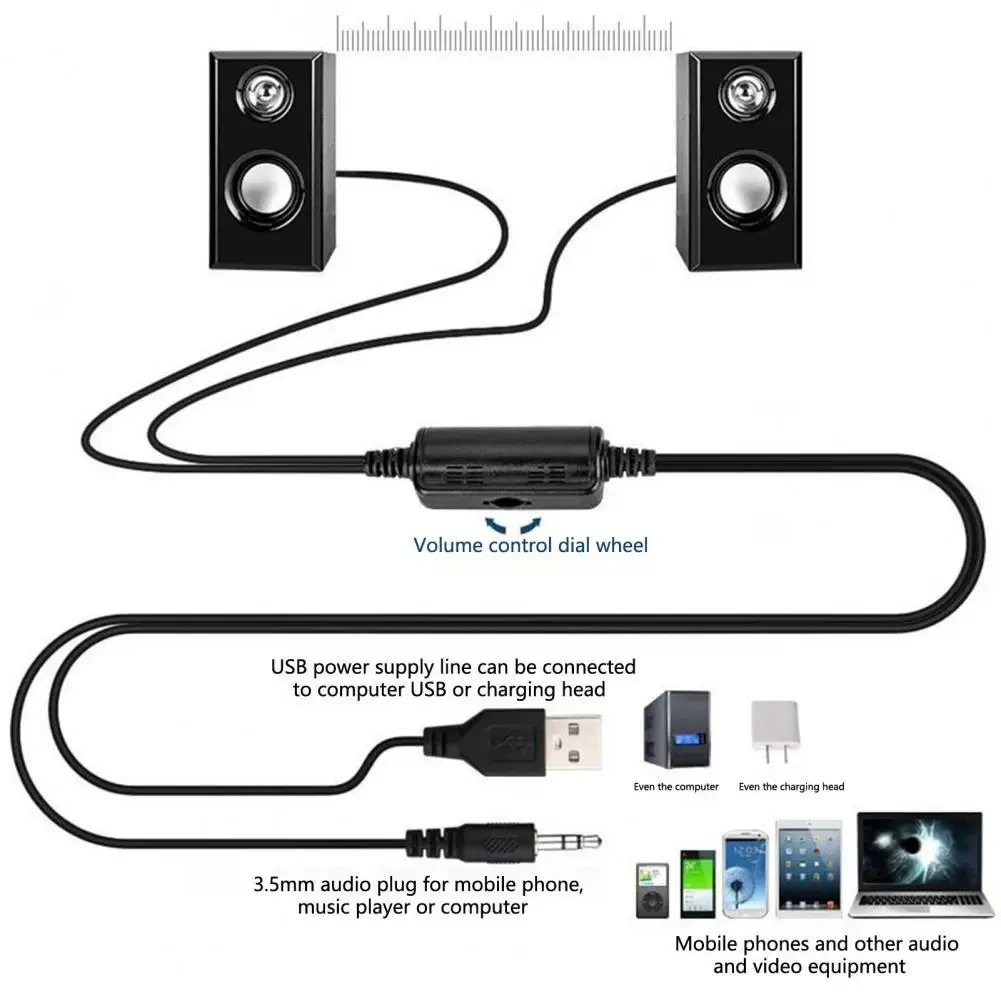 USB Wired Wood Speakers Bass Stereo Subwoofer Sound Box 3.5mm AUX Input USB Power for Desktop PC Smart Phone