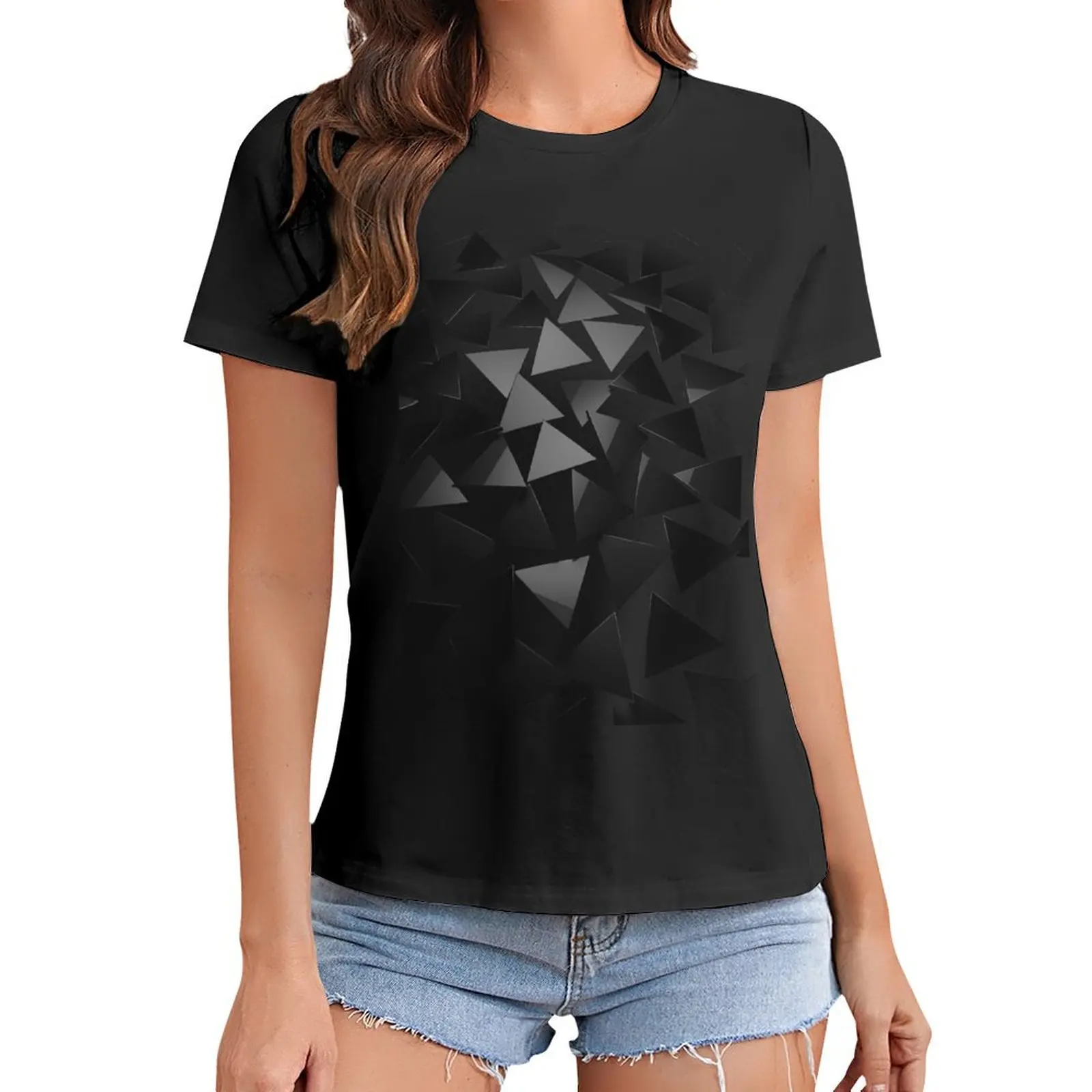

Triangular T-Shirt lady clothes blanks fashion woman blouse 2024