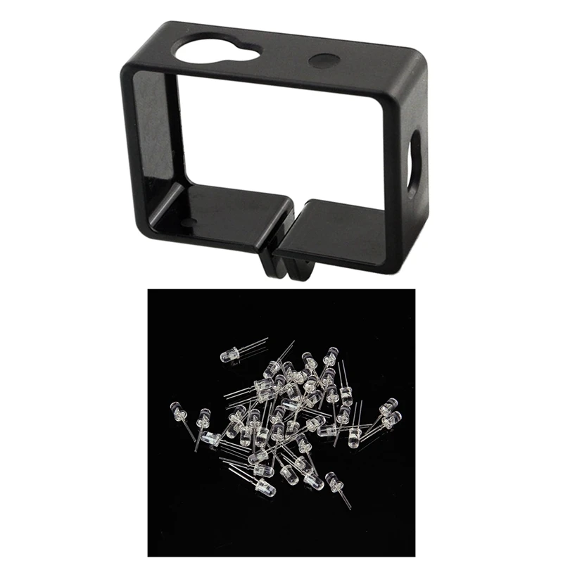 

50 X 5Mm RGB LED Light Emission Diode With Protective Housing Side Border Frame Case Black