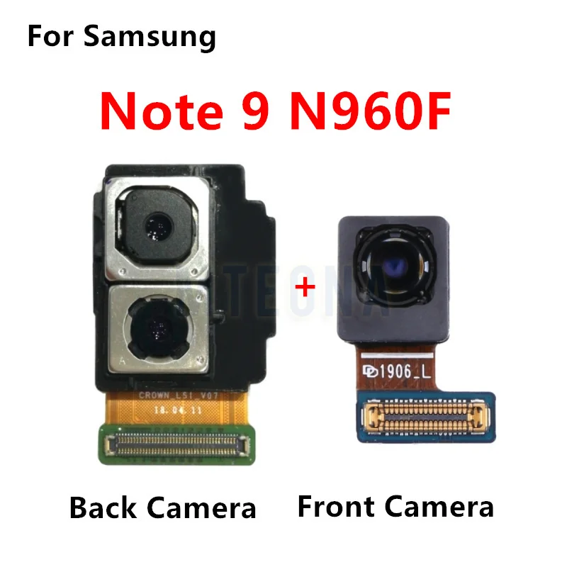 삼성 갤럭시 노트 9 8 N960 N950 용 전면 후면 카메라, 후면 셀카 전면 후면 카메라 모듈, 예비 부품