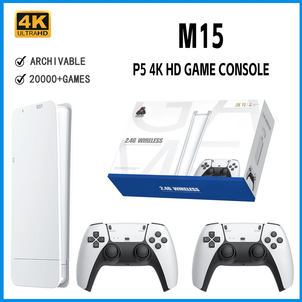 M15 Game Stick De 64GB Con 40.000 Juegos Retro – Consola Plug & Play Con 2 Mandos Inalámbricos, HDMI, Emuladores Dual-Core, Ideal Para TV