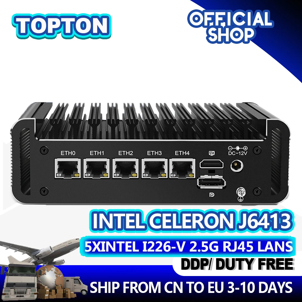 Micro Firewall Appliance Mini Pc, Opnsense, Vpn, Router Pc, Intel J6413, Aes-Ni 5 X Intel 2.5Gbe I226-V Lan, Console, Hdmi, Gpio