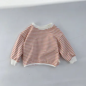 2022 Autumn Children's Long-sleeved Tops Girls' Striped Pullovers Boys' Casual Sports T-shirt Tops 5