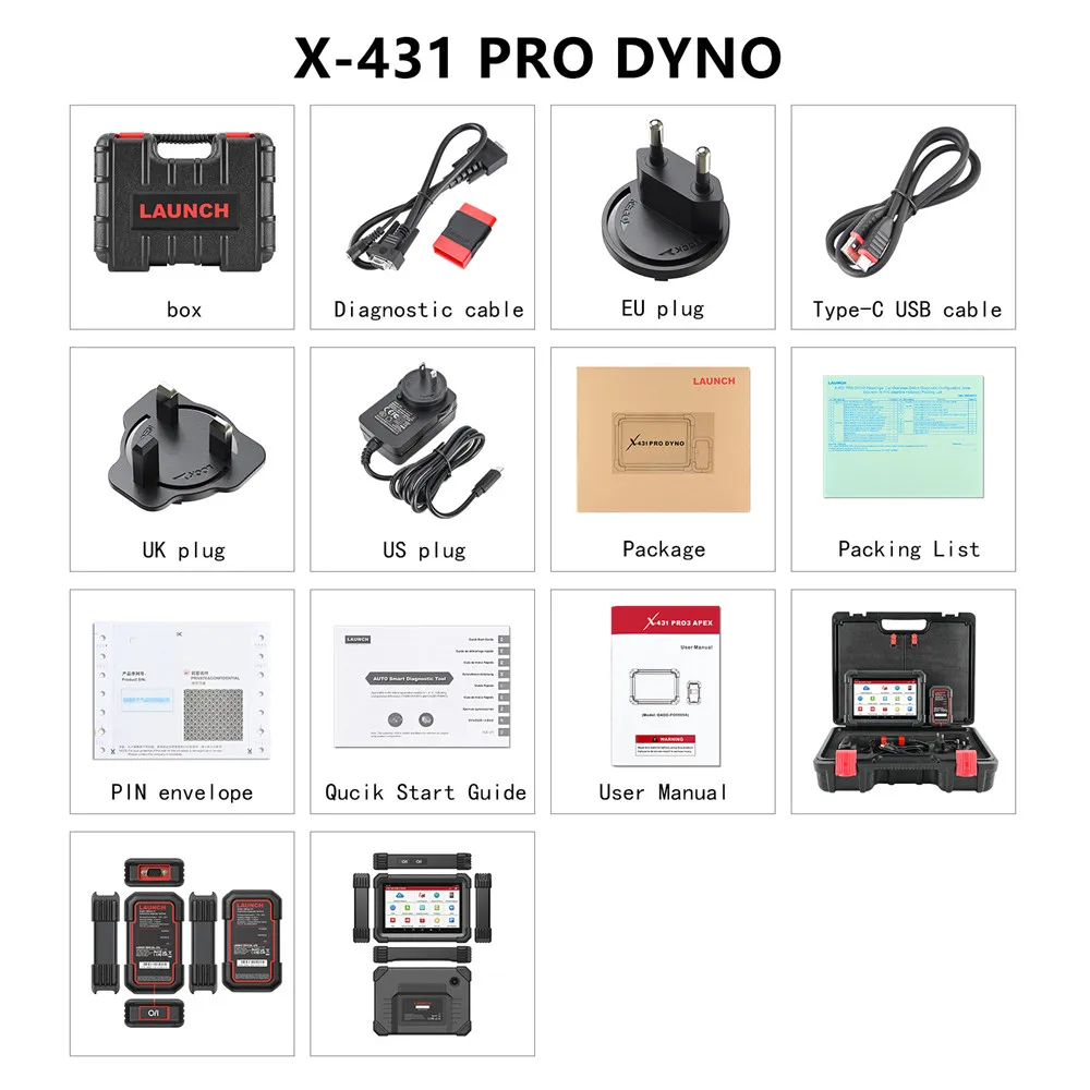 2 Years Free Update LAUNCH X431 PRO Dyno Bi-directional OBD2 Scanner  Support 37+ Special Functions C