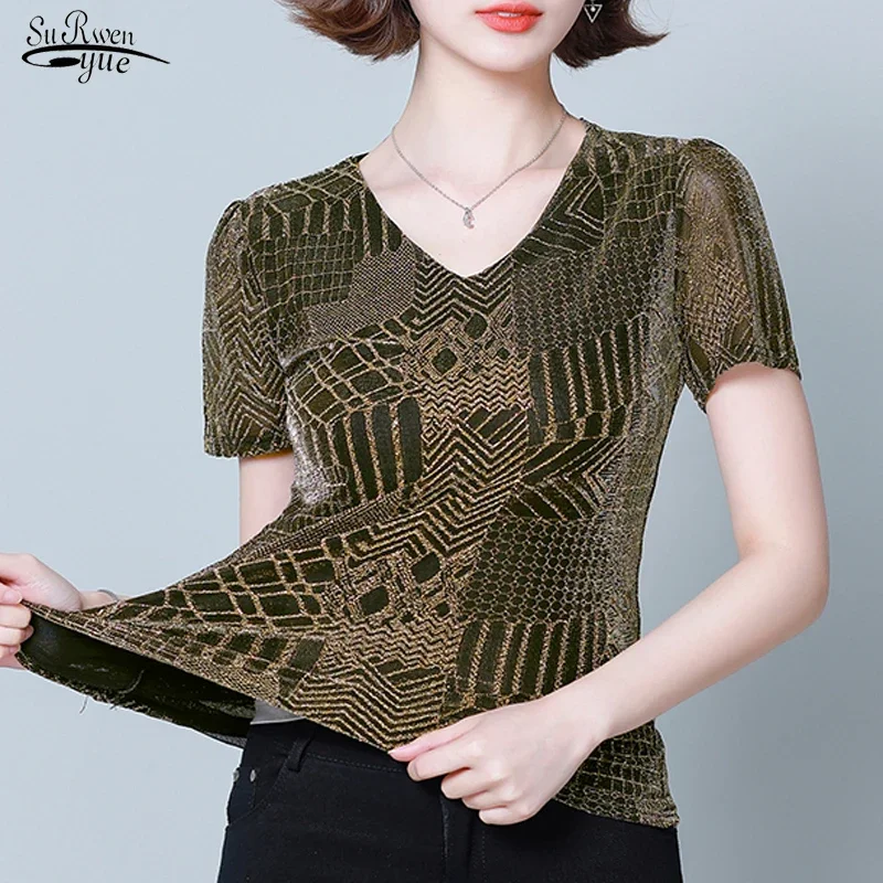 

Summer Plaid Striped Women T-shirt Casual Short Sleeve Elastic Ladies Tops Fashion Thin T-shirts Female Clothing 14084