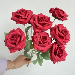 Diamond Roses Bouquet - Elegant Artificial Flowers for Home and Wedding Decor (Bright red)