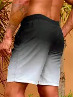 Men's Gradient Print Double Layer Design Anti-Ambarrassment Fashion Cool Quick Dry Beach Pants 2