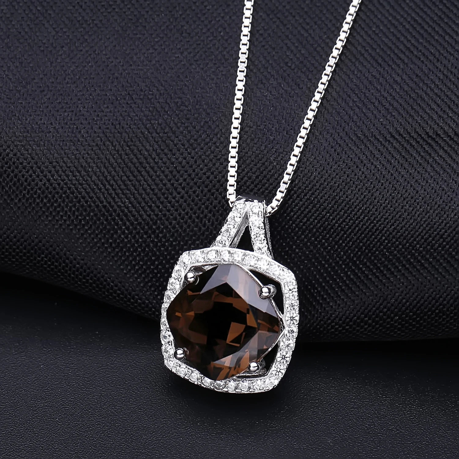 

GEM'S BALLET 10x10mm Cushion Smoky Quartz Necklace 925 Sterling Silver Natural Gemstone Pendant Necklace For Women Birthday Gift