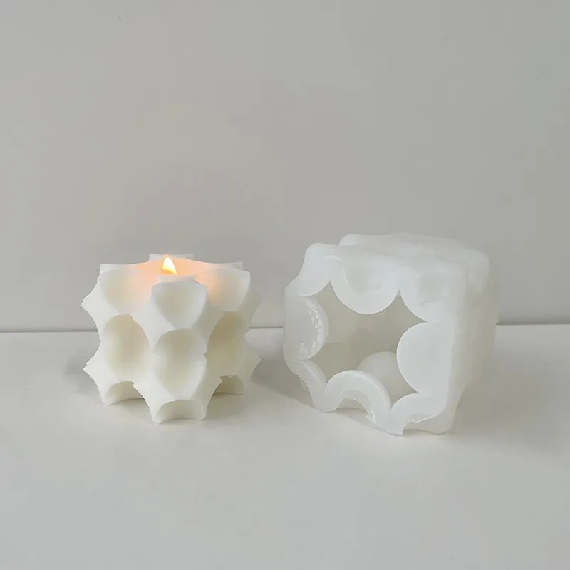 

Geometric Square Candle Silicone Mold DIY Aromatherapy Soap Resin Plaster Making Molds Ice Chocolate Baking Table Decor Gifts