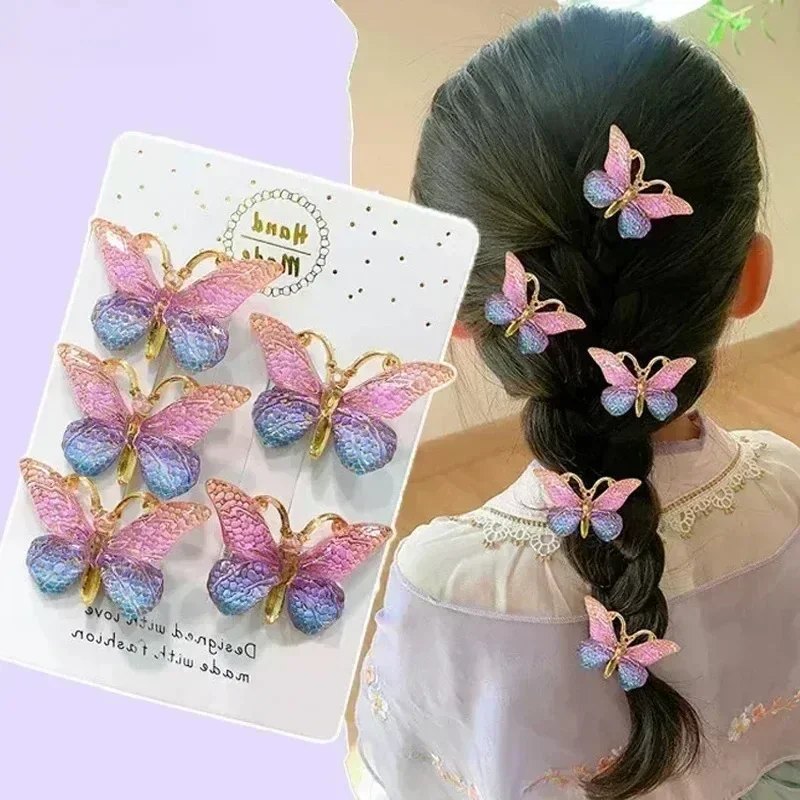 5PCS Hair Accessories Sweet Stereoscopic Color Gradient Cute Baby Hairpins Kids Hair Clips Children Headwear Princess Barrette Girls